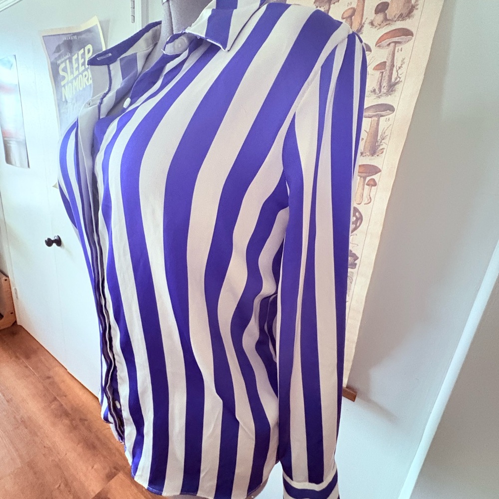 a new day Bold Blue and White Striped Button Down Shirt - Picture 2 of 3